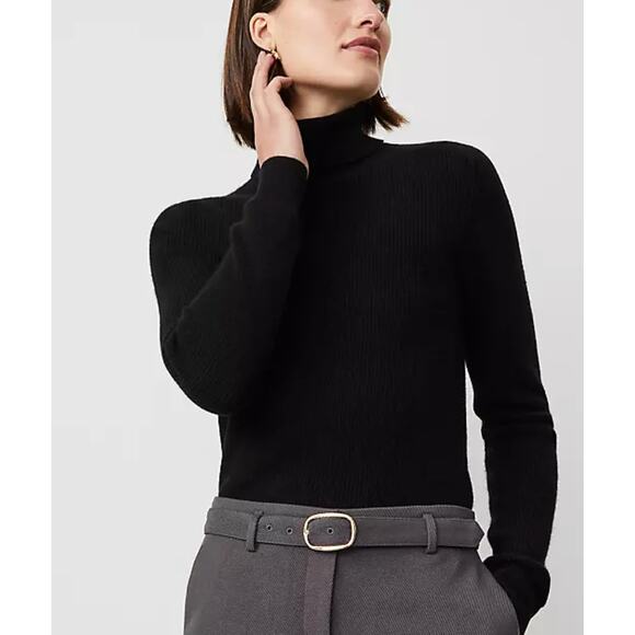 NWOT Ann Taylor Cashmere Ribbed Turtleneck Sweater Small - Picture 5 of 5